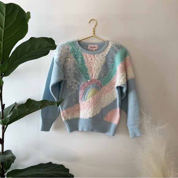Vintage Sweaters - True Vintage Knit embroidered Sweater